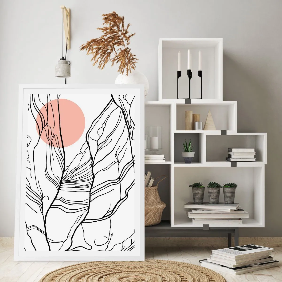 Plagát v bielom ráme - V sieti vetvičiek - 30x40 cm