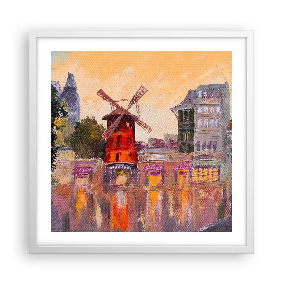 Plagát v bielom ráme - Parížske ikony – Moulin Rouge - 50x50 cm