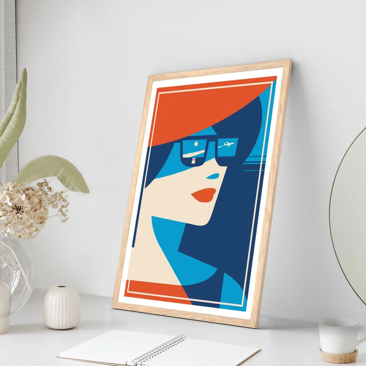 Plagát v ráme zo svetlého duba - Prázdninová cesta - 50x70 cm