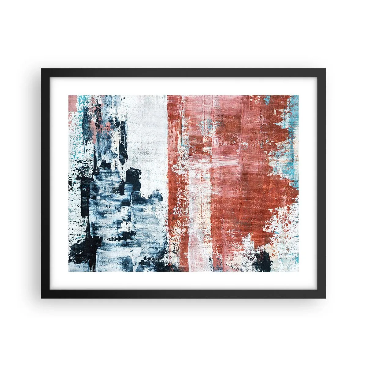 Plagát v čiernom ráme - Abstraktné pol na pol - 50x40 cm