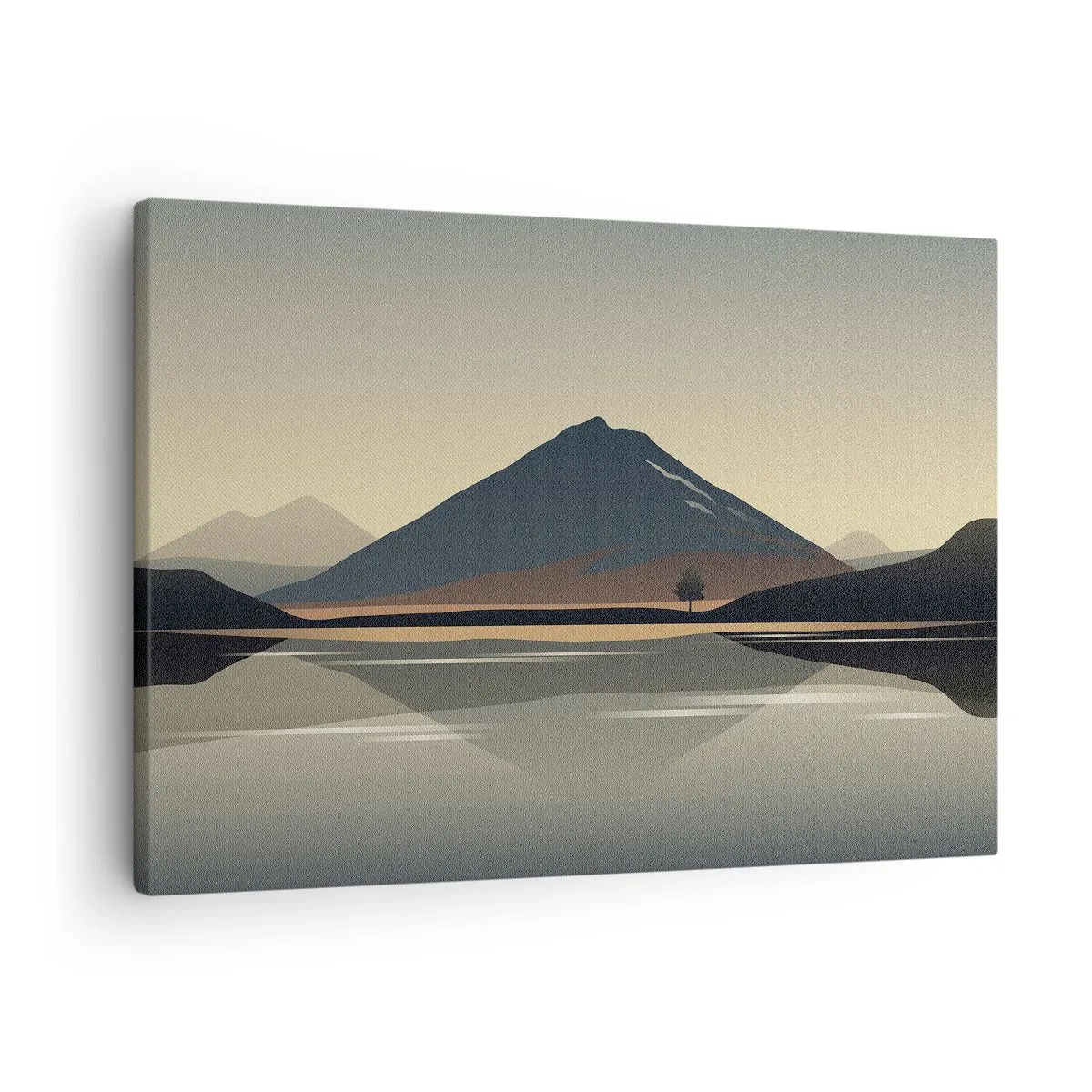 Obraz na plátne - Minimalistická horská krajina s odrazom vo vode - 70x50cm - Zrkadlový odraz - Moderná nástenná dekorácia do obývacej izby a spálne ARTTOR