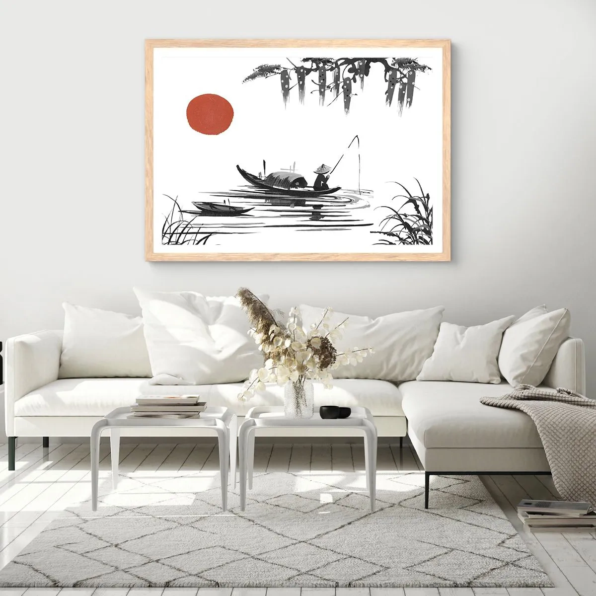 Plagát v ráme zo svetlého duba - Ázijské popoludnie - 40x30 cm