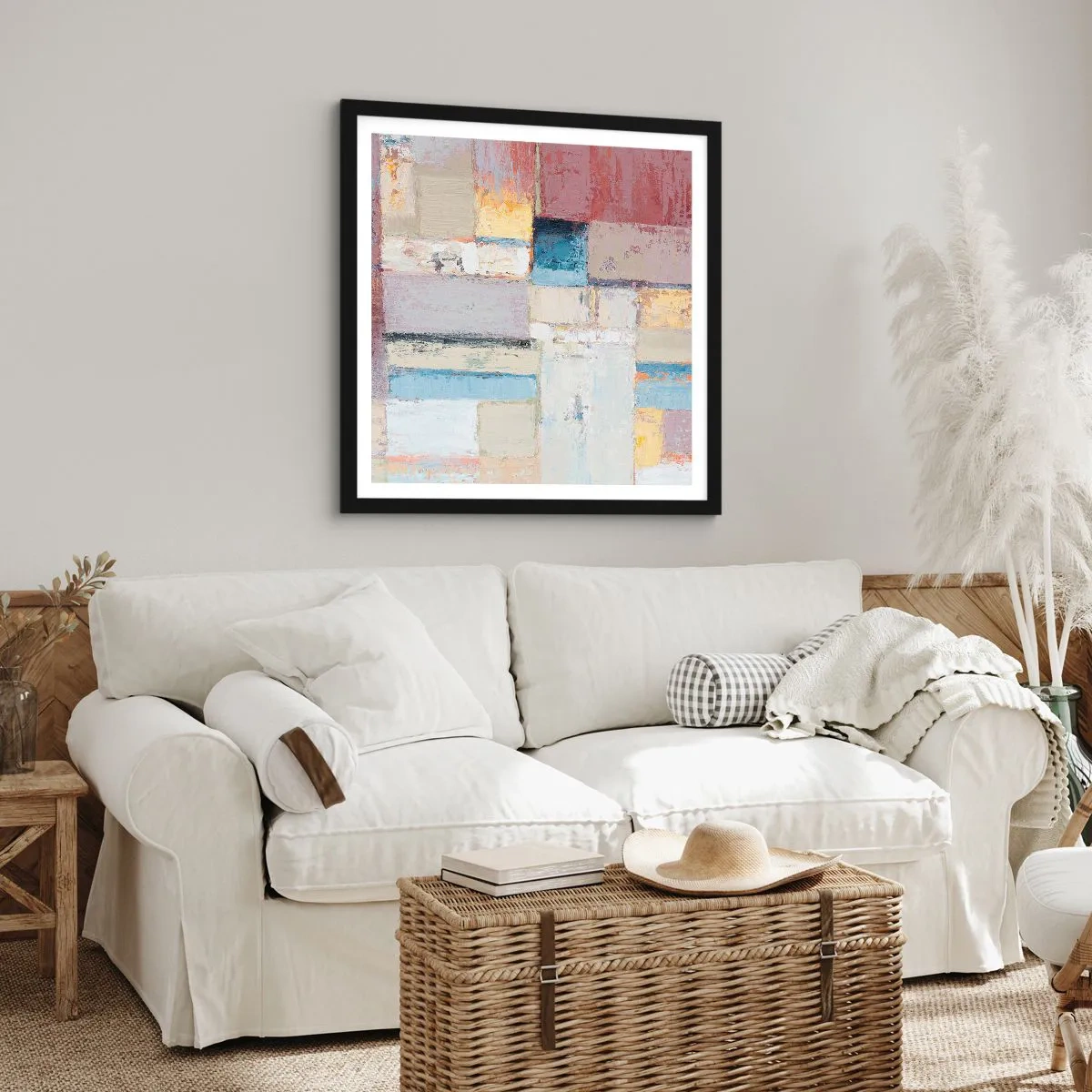 Plagát v čiernom ráme - Kľud geometrie - 50x50 cm