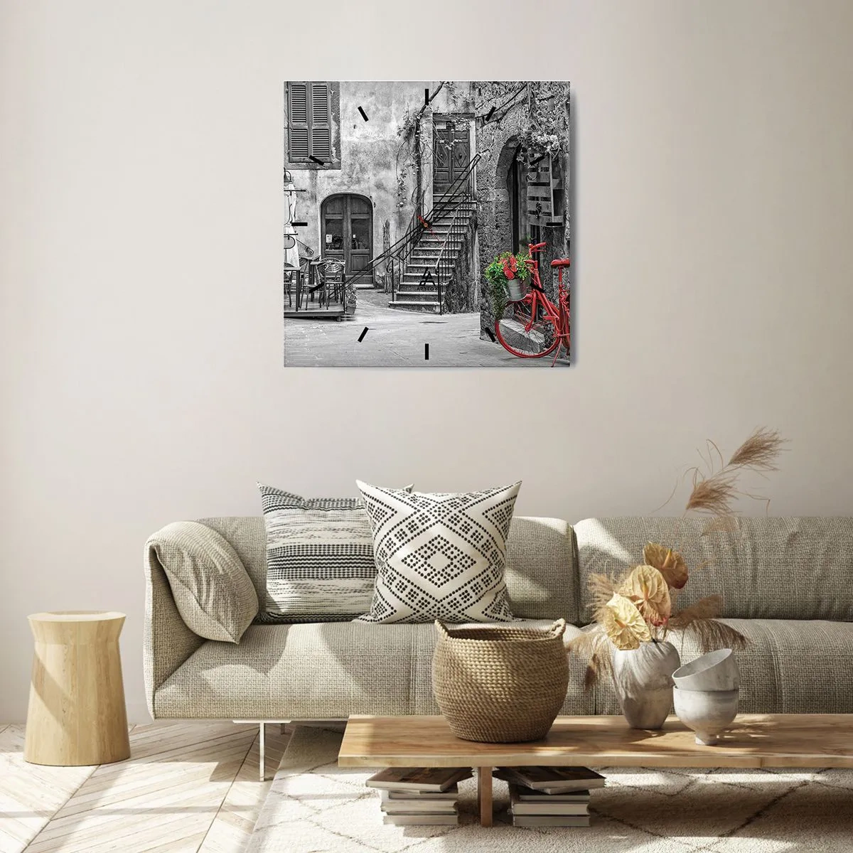 Nástenné hodiny - Toskánska ulička - 40x40 cm