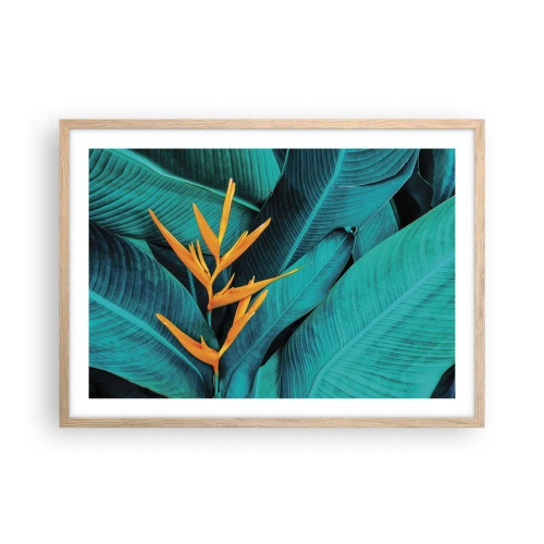 Plagát v ráme zo svetlého duba - Rajský kvet - 70x50 cm