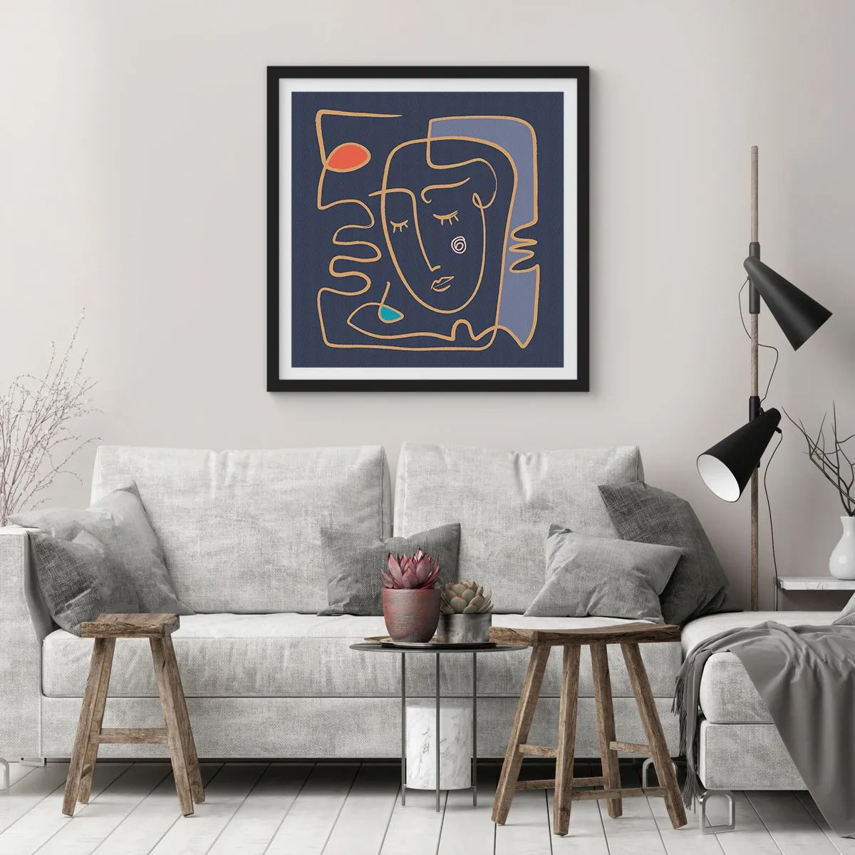 Plagát v čiernom ráme - V zádumčivosti - 40x40 cm
