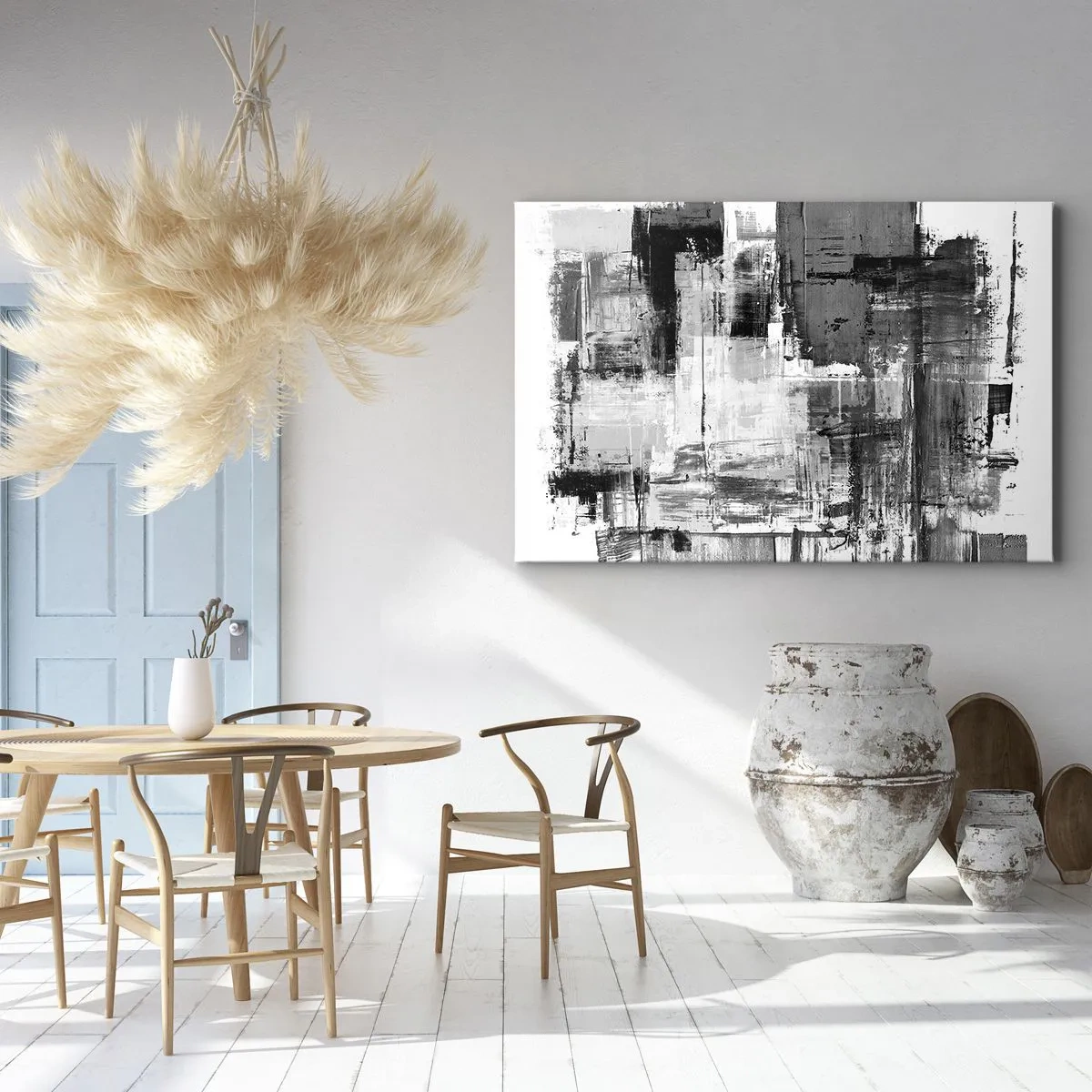 Obraz na plátne - Abstraktná kompozícia v čiernej, bielej a sivej farbe - 70x50cm - Sivé je krásne - Moderná nástenná dekorácia do obývacej izby a spálne ARTTOR