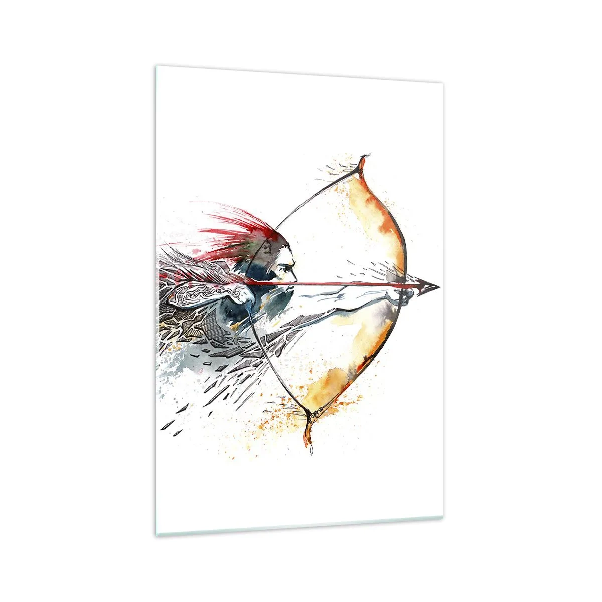 Obraz na skle - Mýtický bojovník s ohnivým lukom - 70x100 cm