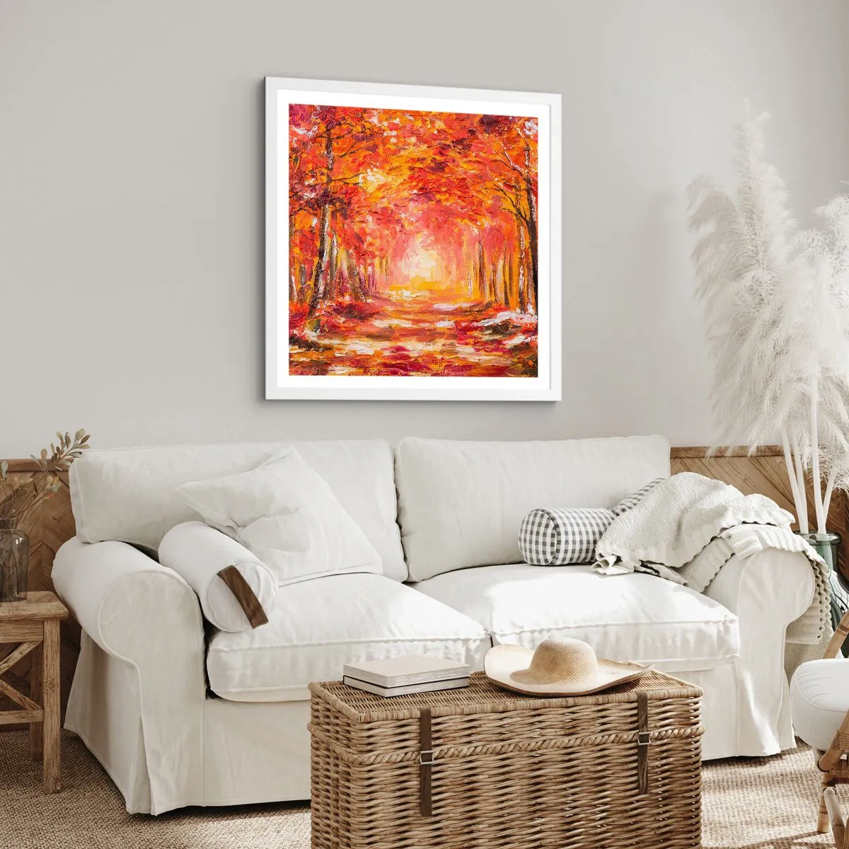 Plagát v bielom ráme - Medený les - 60x60 cm