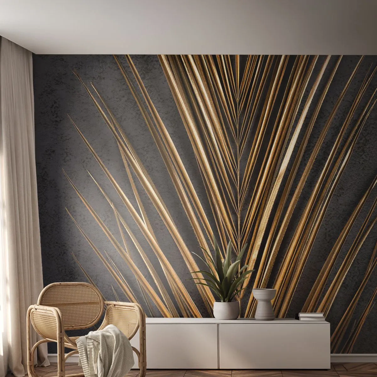 Fototapeta Premium Sand - Zlato trópov - Palmový list, Kus, Abstrakcia - 100x70 cm