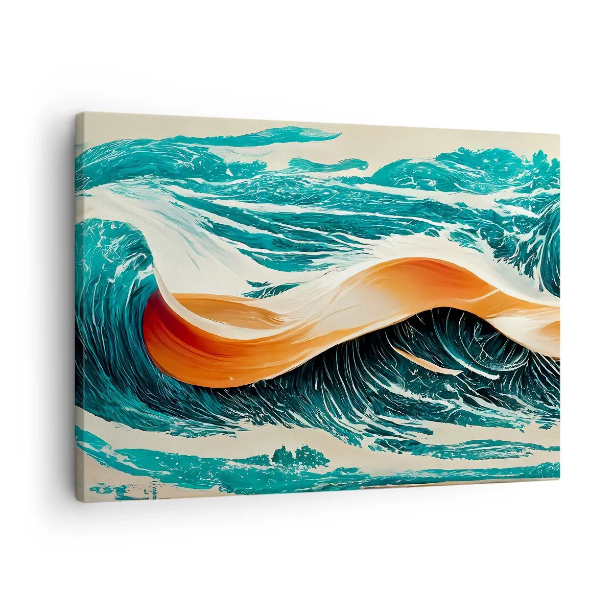 Obraz na plátne - Dynamické morské vlny s abstraktnou stuhou - 70x50cm - Surferov sen - Moderná nástenná dekorácia do obývacej izby a spálne ARTTOR
