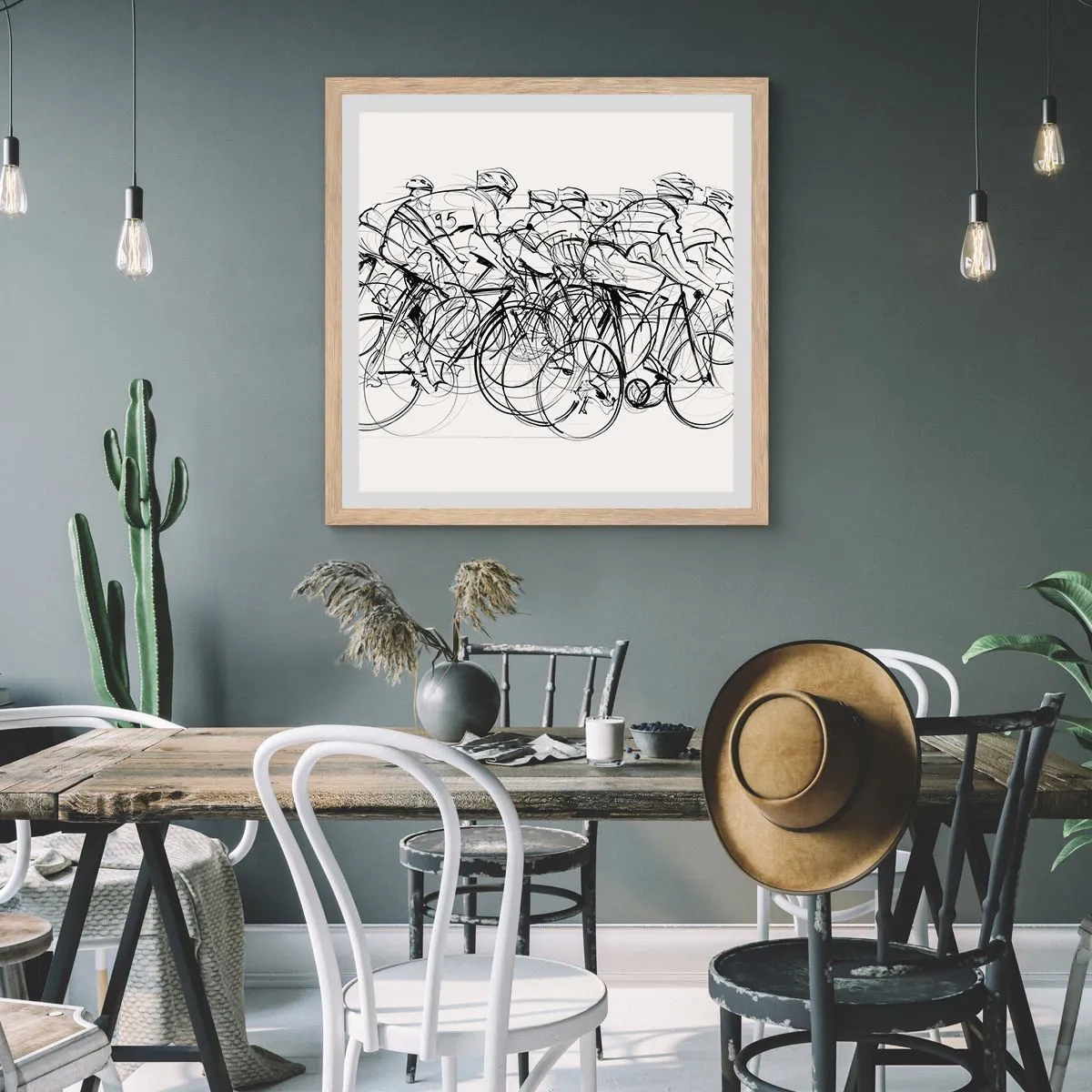 Plagát v ráme zo svetlého duba - Spoločne v tíme - 60x60 cm