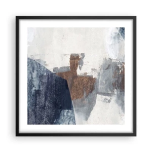 Plagát v čiernom ráme - Modro-hnedé tvary - 50x50 cm