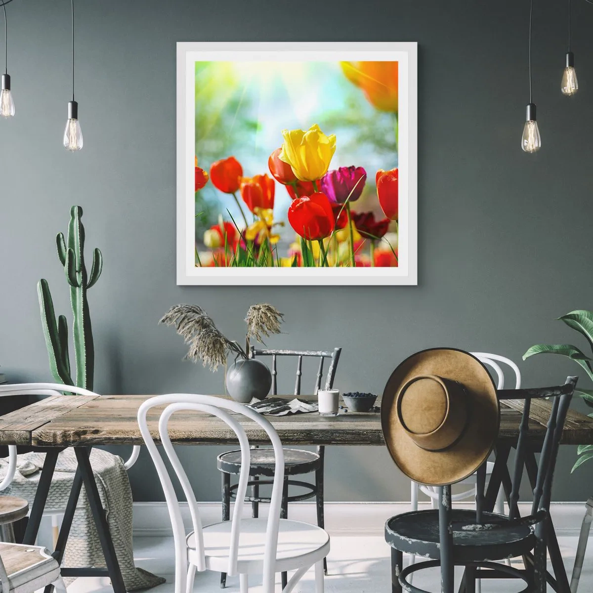 Plagát v bielom ráme - Všetky farby slnka - 50x50 cm