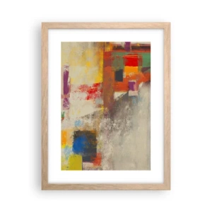 Plagát v ráme zo svetlého duba - Geometria farieb - 30x40 cm