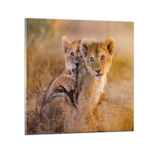 Obraz na skle - Nevyrušovať! Hrajme sa - 40x40 cm