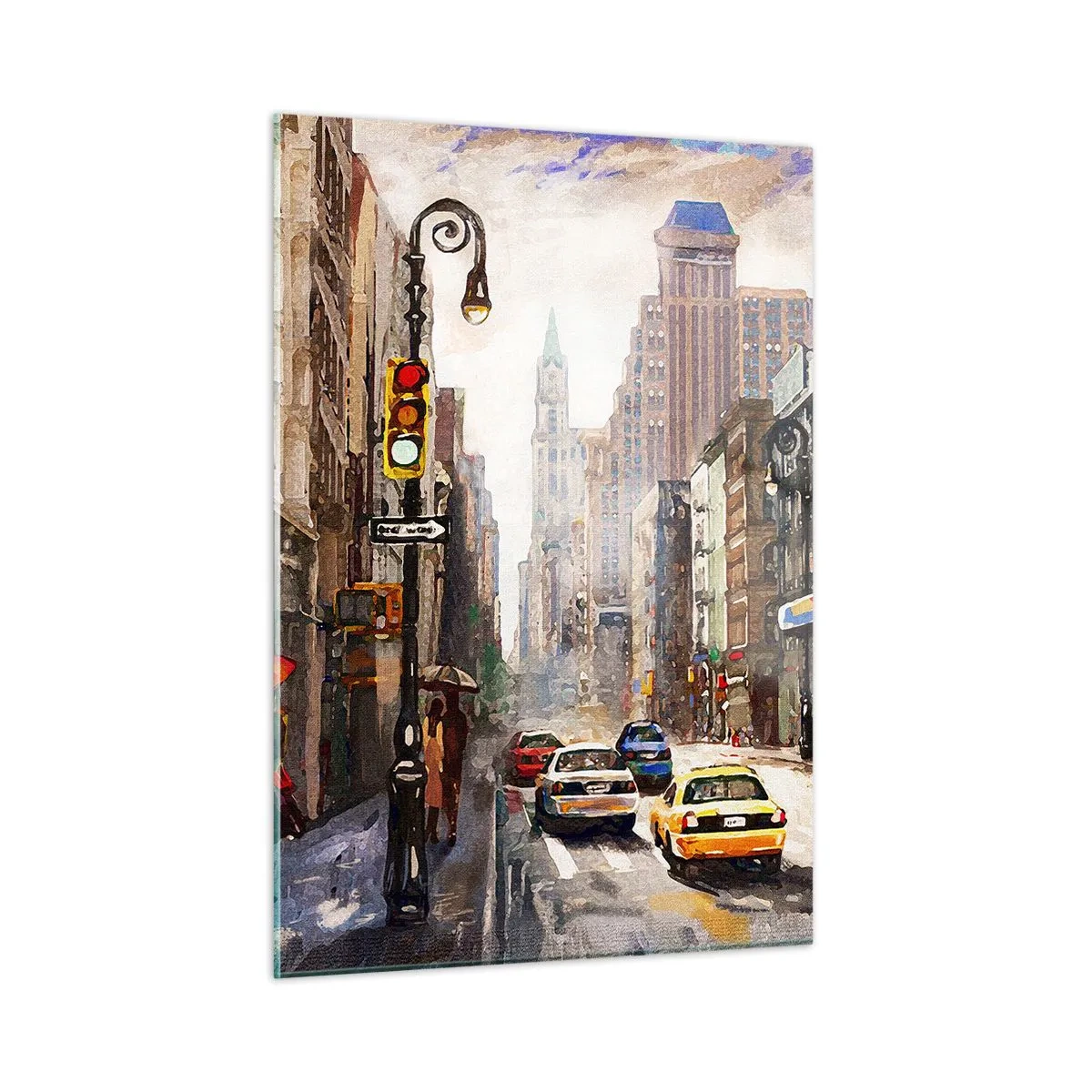 Obraz na skle - New York – farebný aj v daždi - 50x70 cm