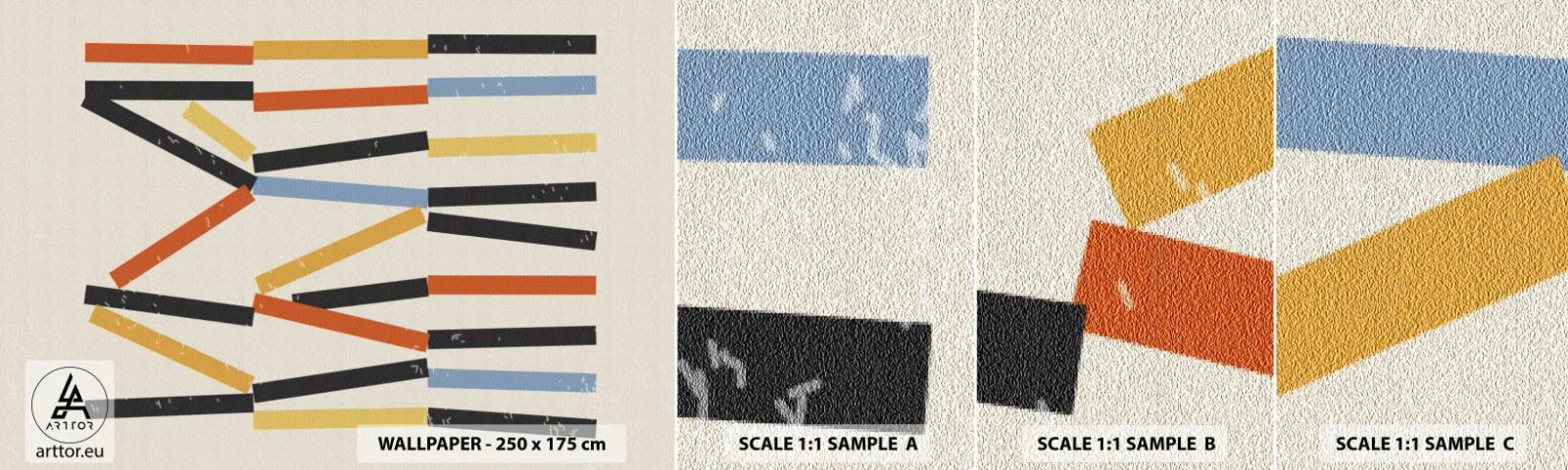 Vzorka samolepiacej fototapety Deluxe Sticker - Kompozícia na úrovni - Minimalizmus, Hipster, Súčasné - 100x30 cm