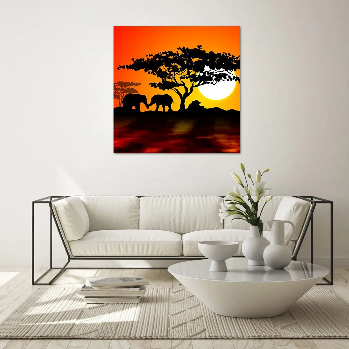 Obraz na skle - Stretnutie na savane - 30x30 cm