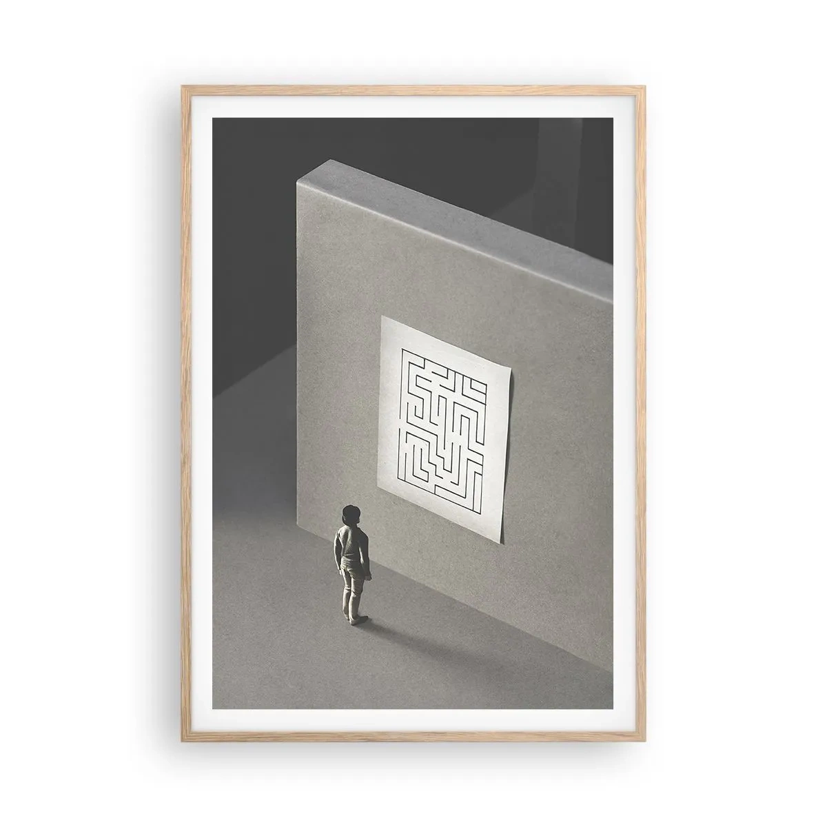 Plagát v ráme zo svetlého duba - Kde to ale som? - 70x100 cm