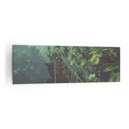 Obraz na plátne - Pri vodopáde zelene - 160x50 cm