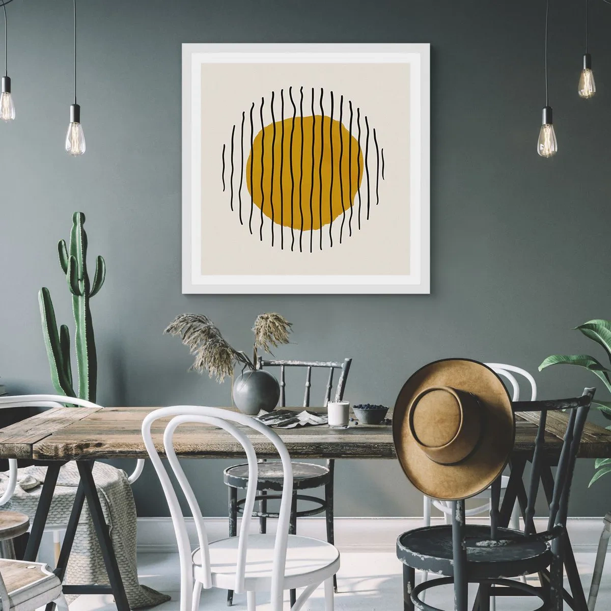 Plagát v bielom ráme - Abstrakcia kmitajúca žiarom - 60x60 cm