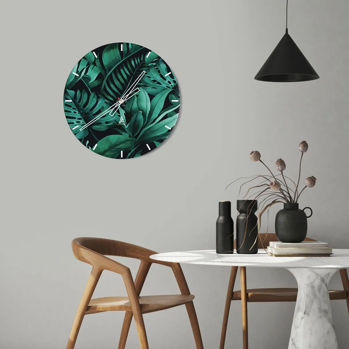 Nástenné hodiny - Hĺbka tropickej zelene - 40x40 cm