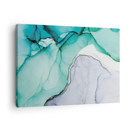 Obraz na plátne - Abstraktný vzor v odtieňoch tyrkysovej a bielej - 70x50cm - Štúdia v tyrkysovej - Moderná nástenná dekorácia do obývacej izby a spálne ARTTOR