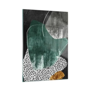 Obraz na skle - Farebná abstrakcia so zlatou vločkou - 50x70 cm