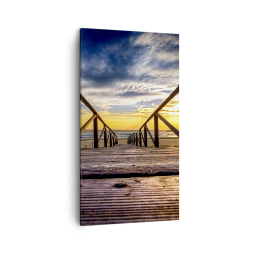 Obraz na plátne - Priamo na tichú pláž pri západe slnka - 45x80 cm