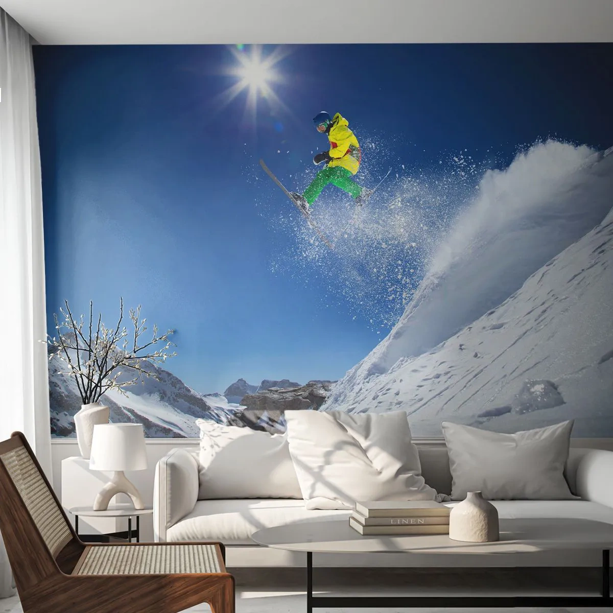 Fototapeta Premium Canvas - Tancujúci s horami - Šport, Lyžovanie, Zima - 250x175 cm