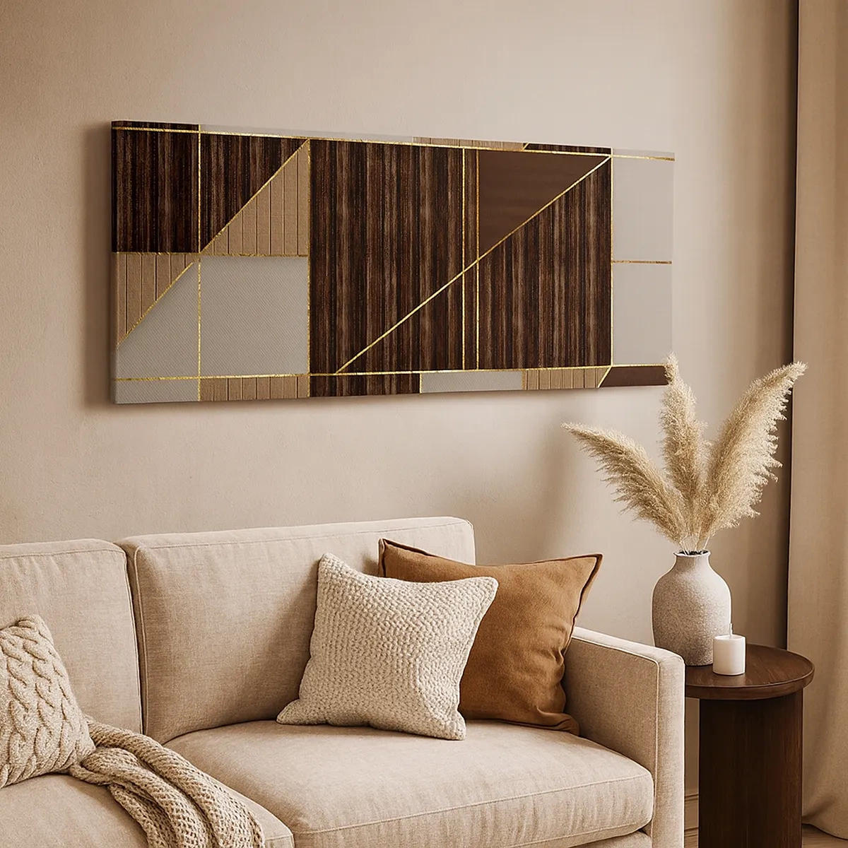 Obraz na plátne - Mozaika hnedej a zlatej - 30x30 cm