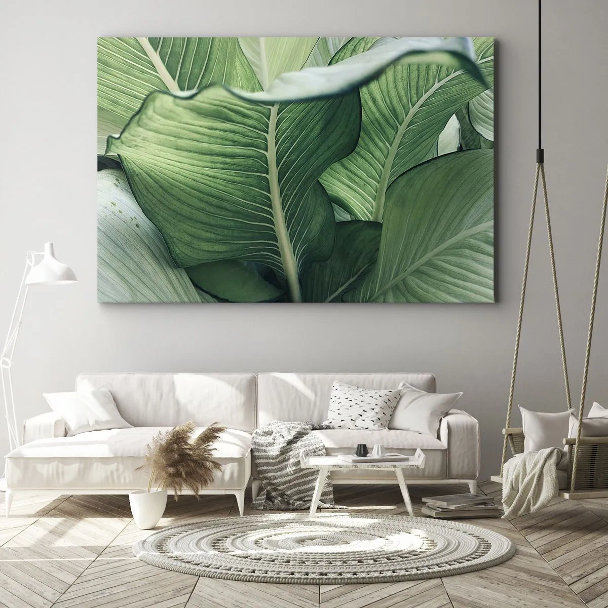 Obraz na plátne - Zelené listy s výraznými detailmi a štruktúrou - 70x50cm - Intenzívne zelený život - Moderná nástenná dekorácia do obývacej izby a spálne ARTTOR