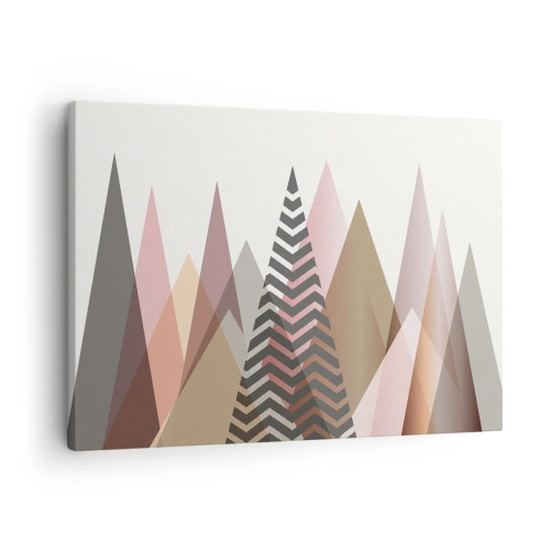 Obraz na plátne - Farebné geometrické hory v pastelových odtieňoch - 70x50cm - Pyramidálny pohľad - Moderná nástenná dekorácia do obývacej izby a spálne ARTTOR