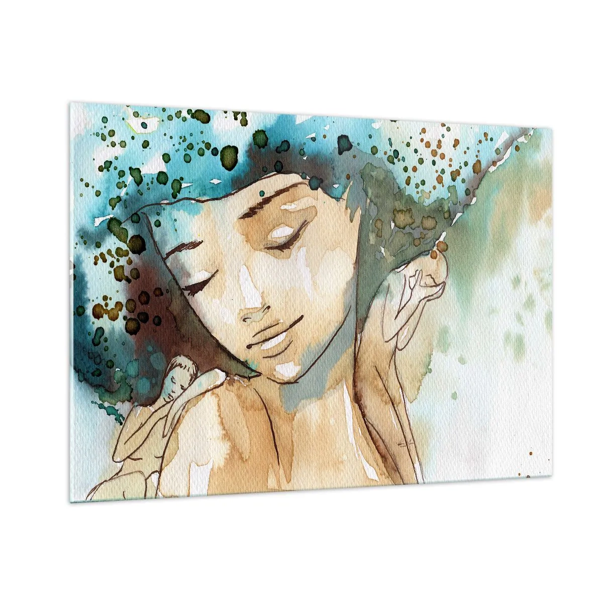 Obraz na skle - Lady in blue - 100x70 cm