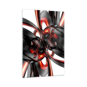 Obraz na skle - Pohyb v grafitovej a červenej - 80x120 cm