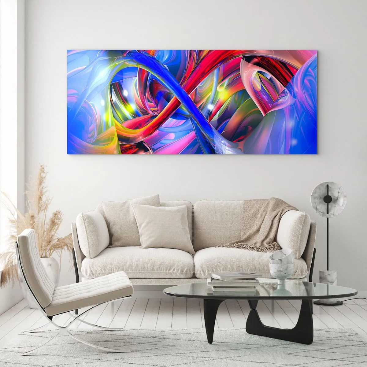 Obraz na skle - Tanec farieb - 120x50 cm