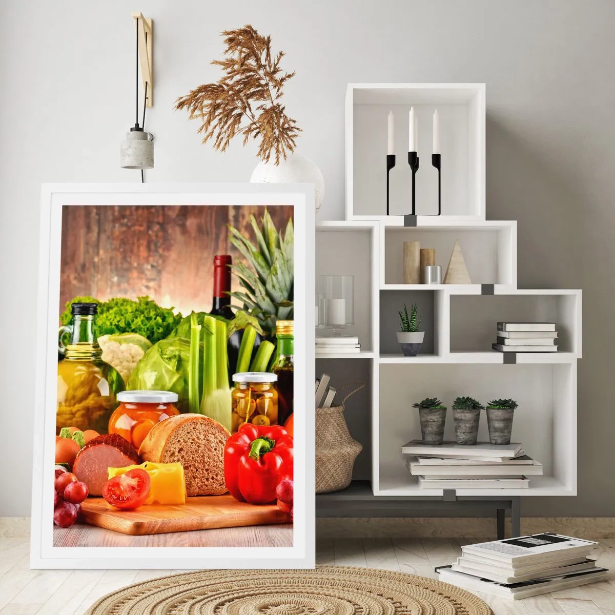 Plagát v bielom ráme - Údené, pečené, marinované - 40x50 cm