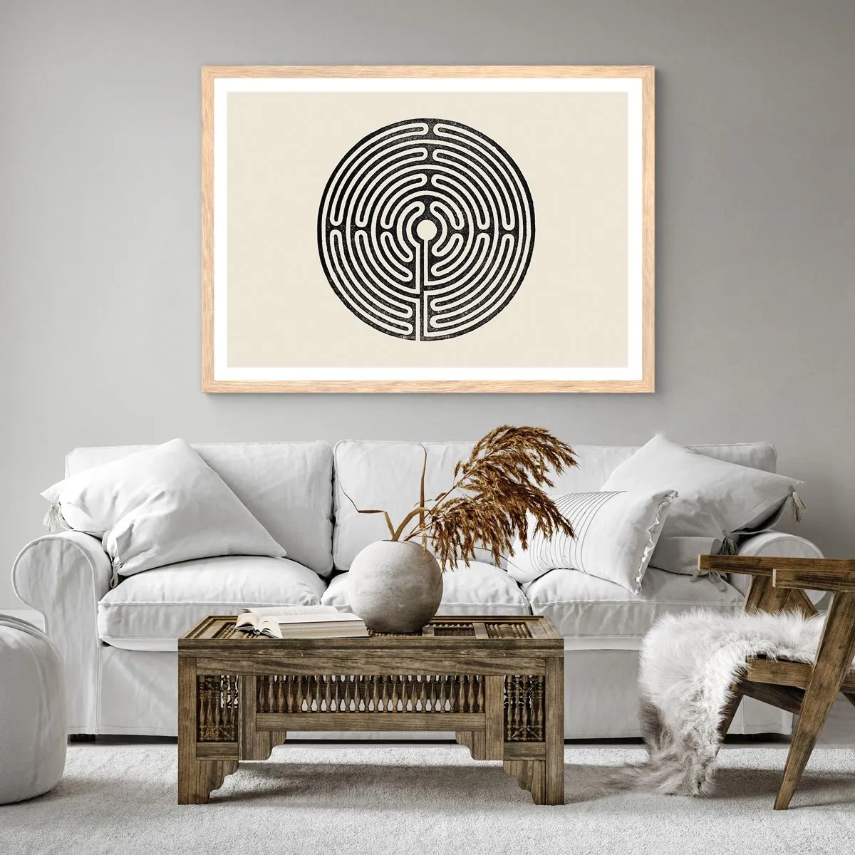 Plagát v ráme zo svetlého duba - Tajomný poriadok - 91x61 cm