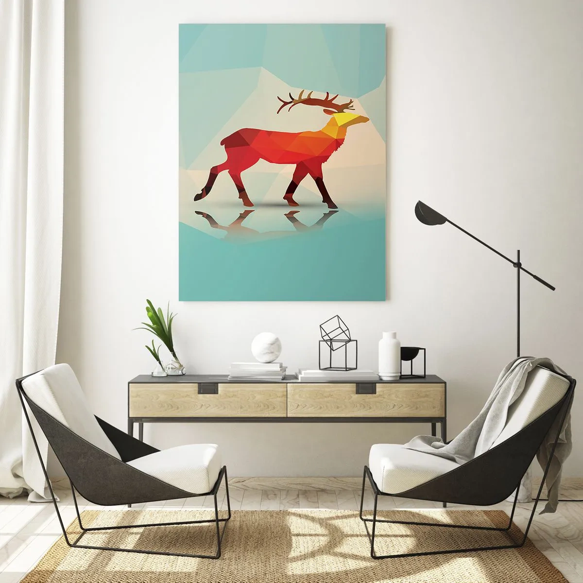 Obraz na skle - Geometrický jeleň - 50x70 cm