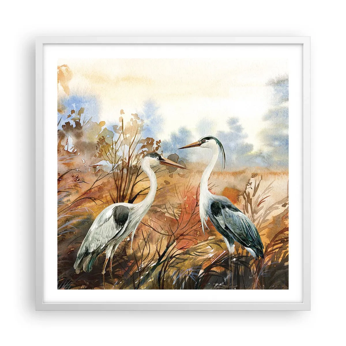 Plagát v bielom ráme - Kam na jeseň? - 60x60 cm