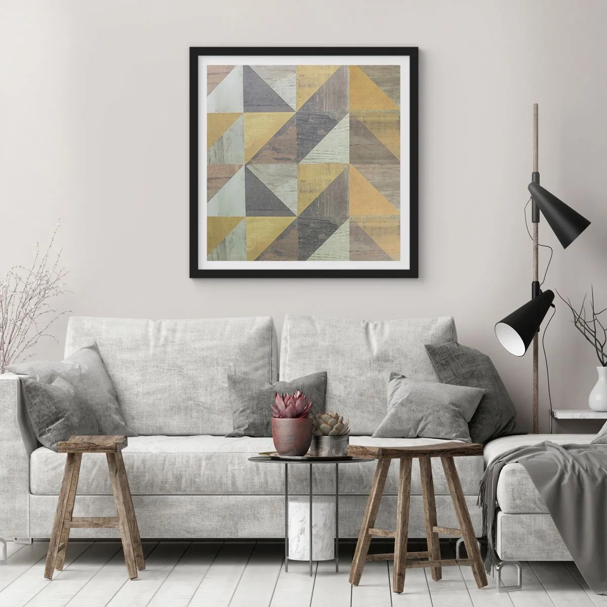 Plagát v čiernom ráme - V uhle trojuholníka - 30x30 cm
