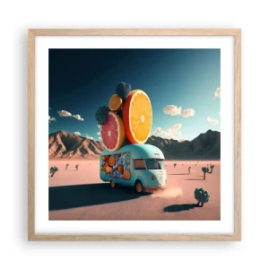 Plagát v ráme zo svetlého duba - Chuť prázdnin - 50x50 cm