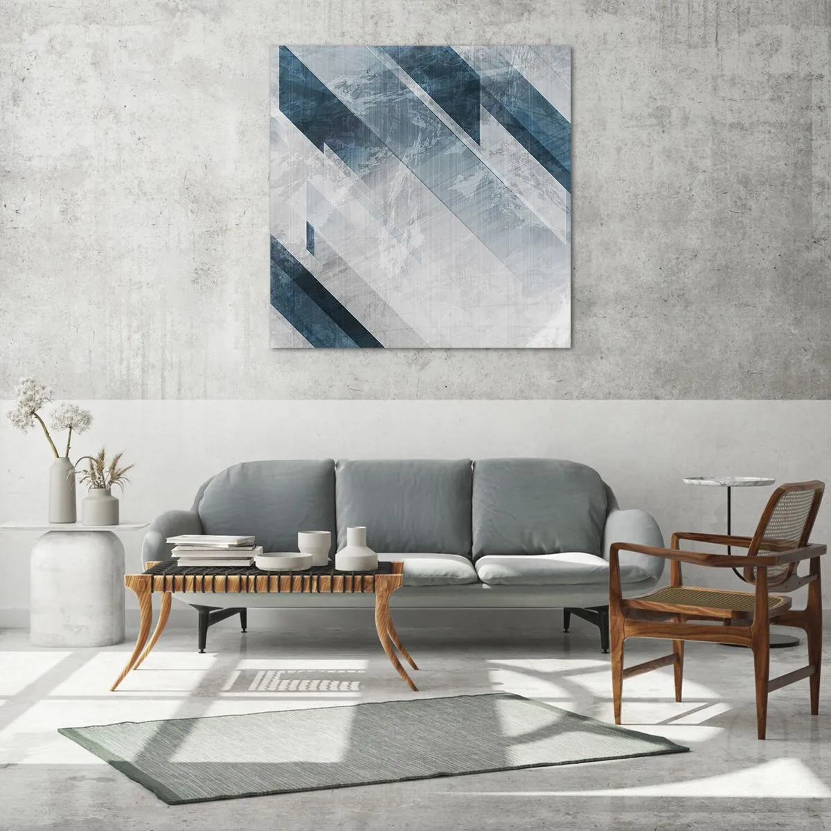 Obraz na skle - Priestorová kompozícia – pohyb šedej - 60x60 cm