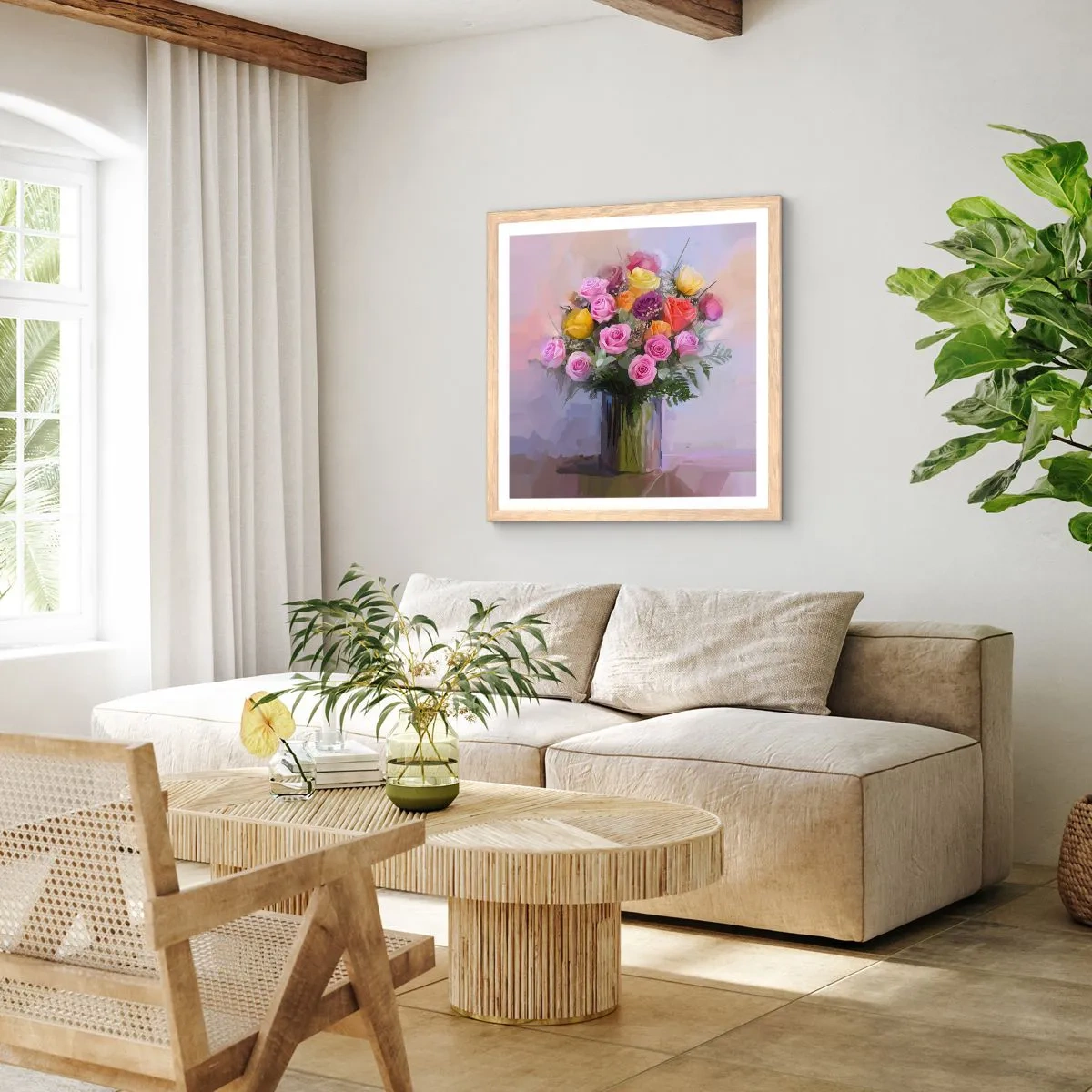 Plagát v ráme zo svetlého duba - Zachytená krása - 60x60 cm