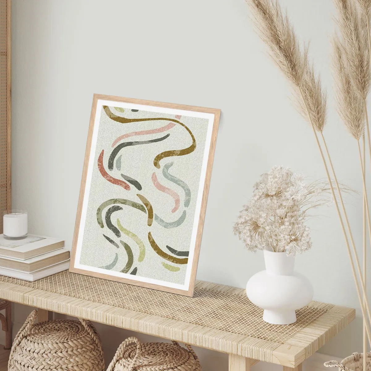 Plagát v ráme zo svetlého duba - Radostný tanec abstrakcie - 40x50 cm