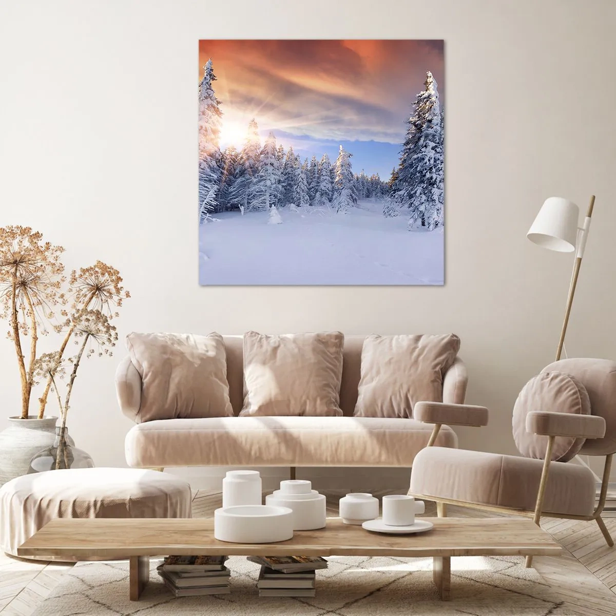 Obraz na plátne - Snežné predstavenie prírody - 70x70 cm