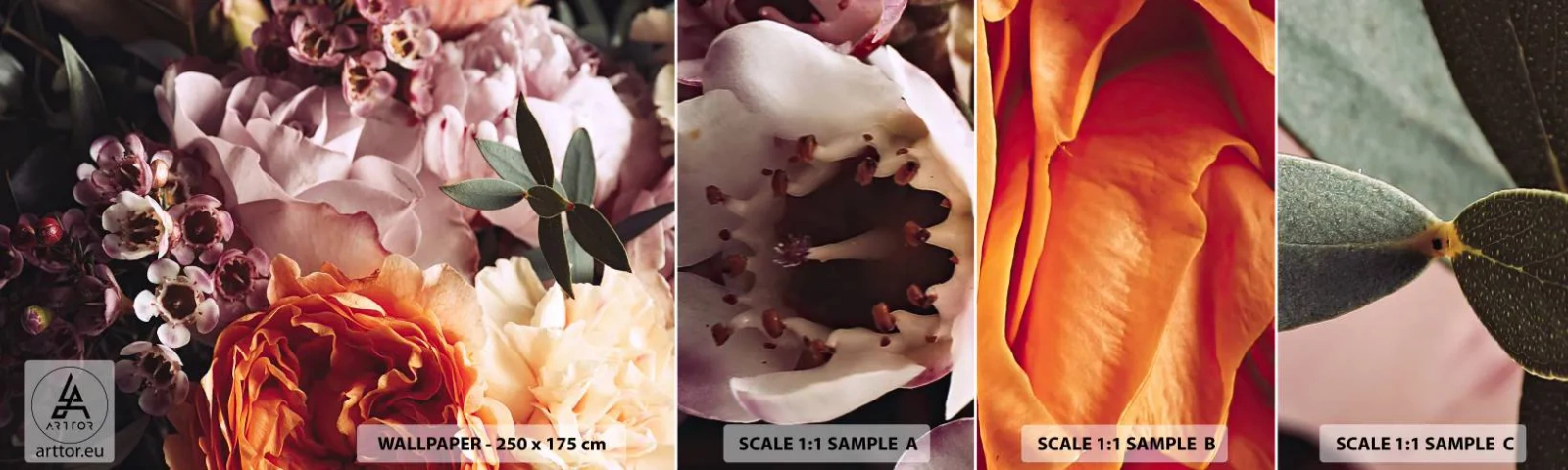 Vzorka Fototapeta Standard Eco - Zabalené do krásy - Kvety, Kytica kvetov, Rose - 100x30 cm
