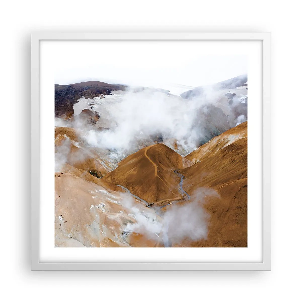 Plagát v bielom ráme - Drsná krása Islandu - 50x50 cm