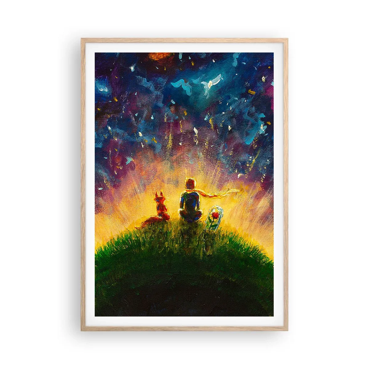 Plagát v ráme zo svetlého duba - Láska a priateľstvo - celý svet - 70x100 cm